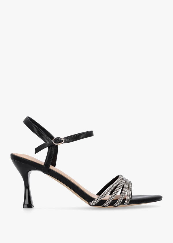 Icris Black Strappy Mid Heel Sandals