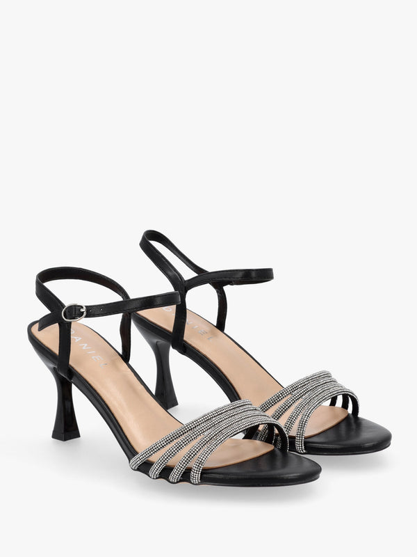 Icris Black Strappy Mid Heel Sandals