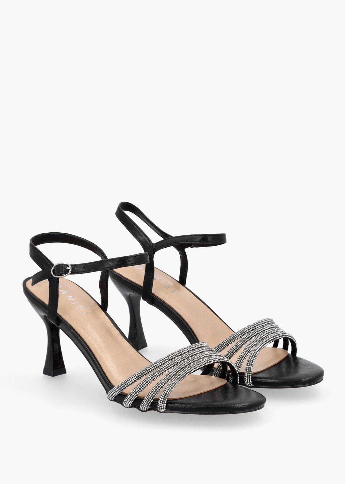 Icris Black Strappy Mid Heel Sandals