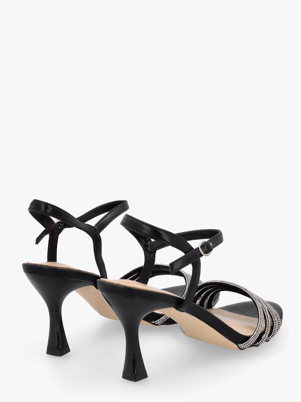Icris Black Strappy Mid Heel Sandals
