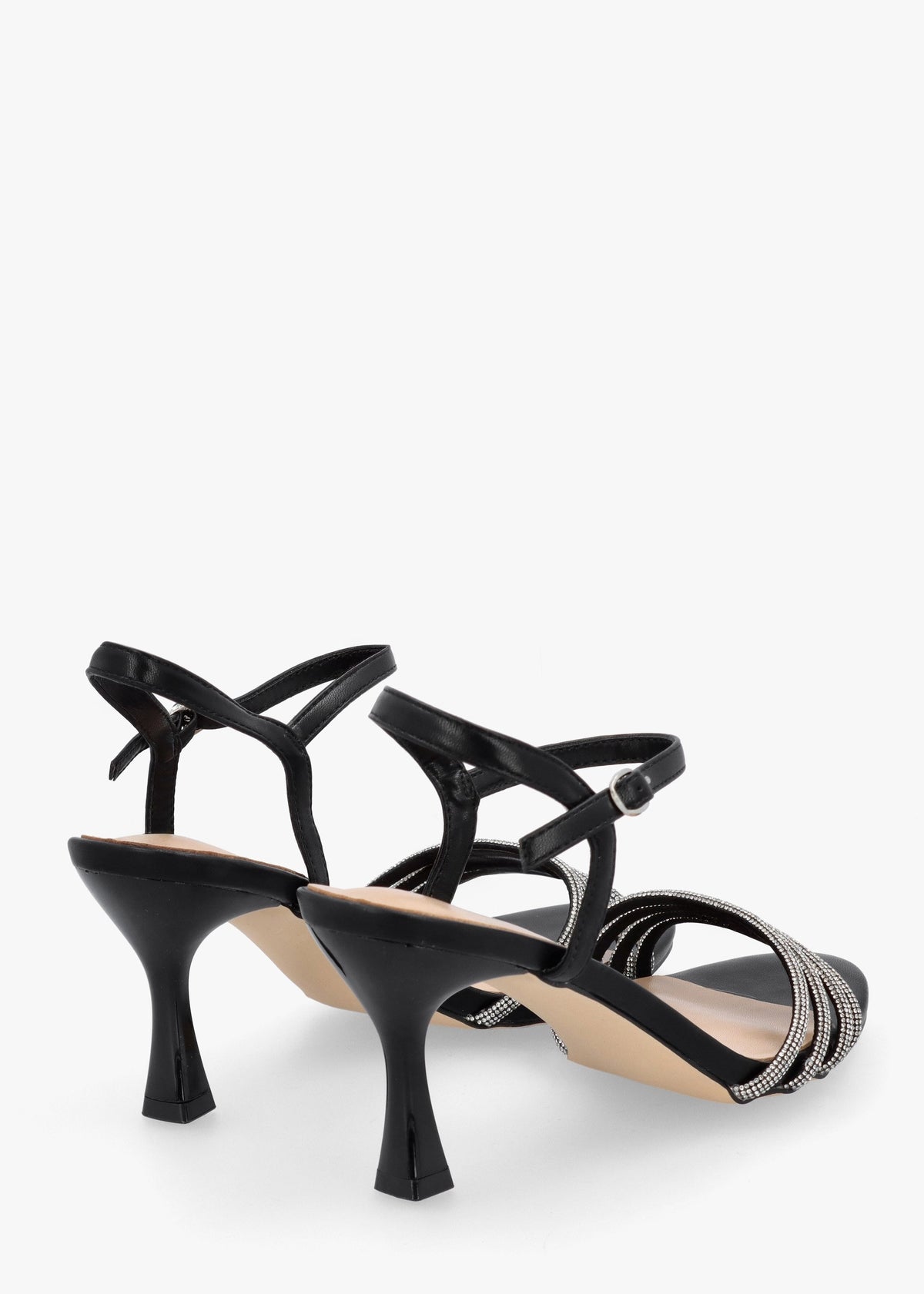 Icris Black Strappy Mid Heel Sandals