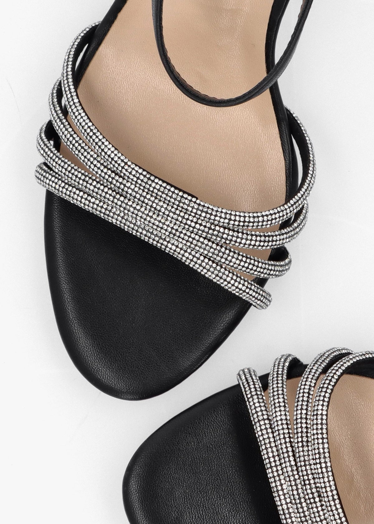 Icris Black Strappy Mid Heel Sandals