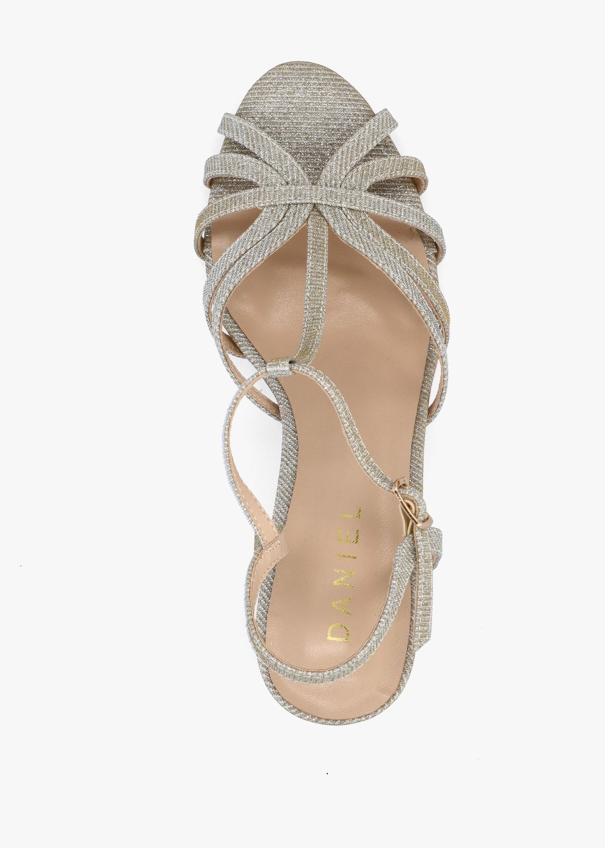 Iceline Gold Metallic T Bar Block Heel Sandals