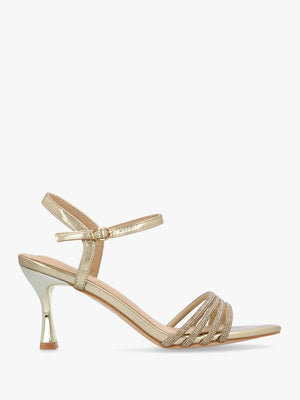 Icris Gold Metallic Strappy Mid Heel Sandals