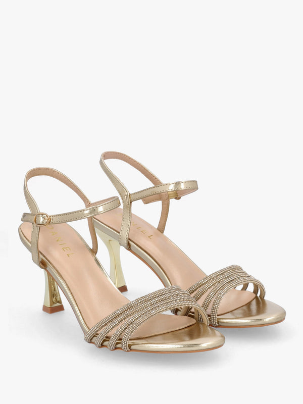 Icris Gold Metallic Strappy Mid Heel Sandals