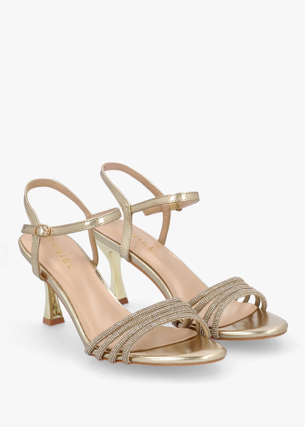 Icris Gold Metallic Strappy Mid Heel Sandals