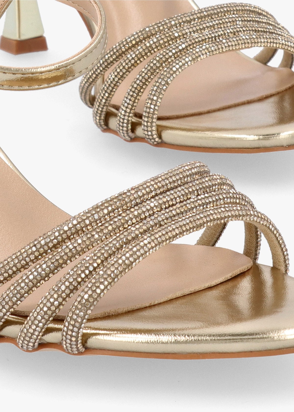 Icris Gold Metallic Strappy Mid Heel Sandals