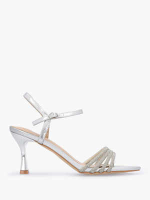 Icris Silver Metallic Strappy Mid Heel Sandals