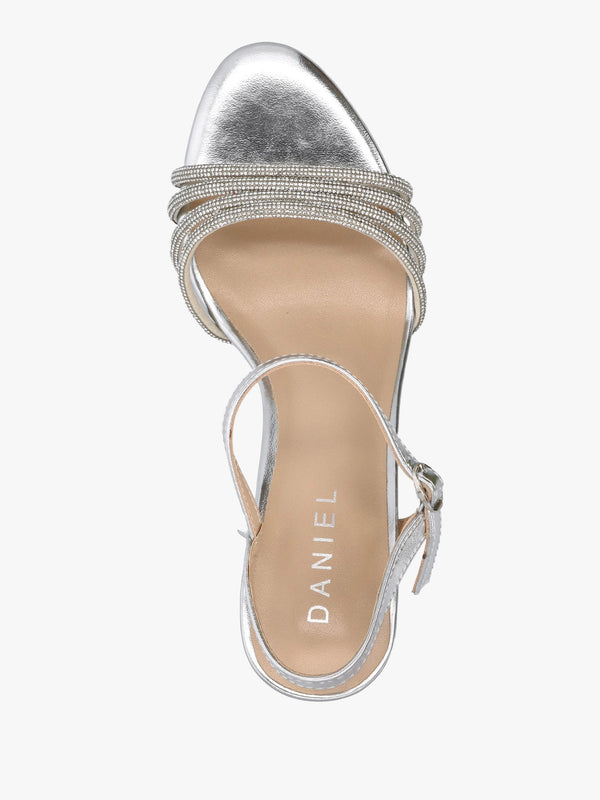 Icris Silver Metallic Strappy Mid Heel Sandals