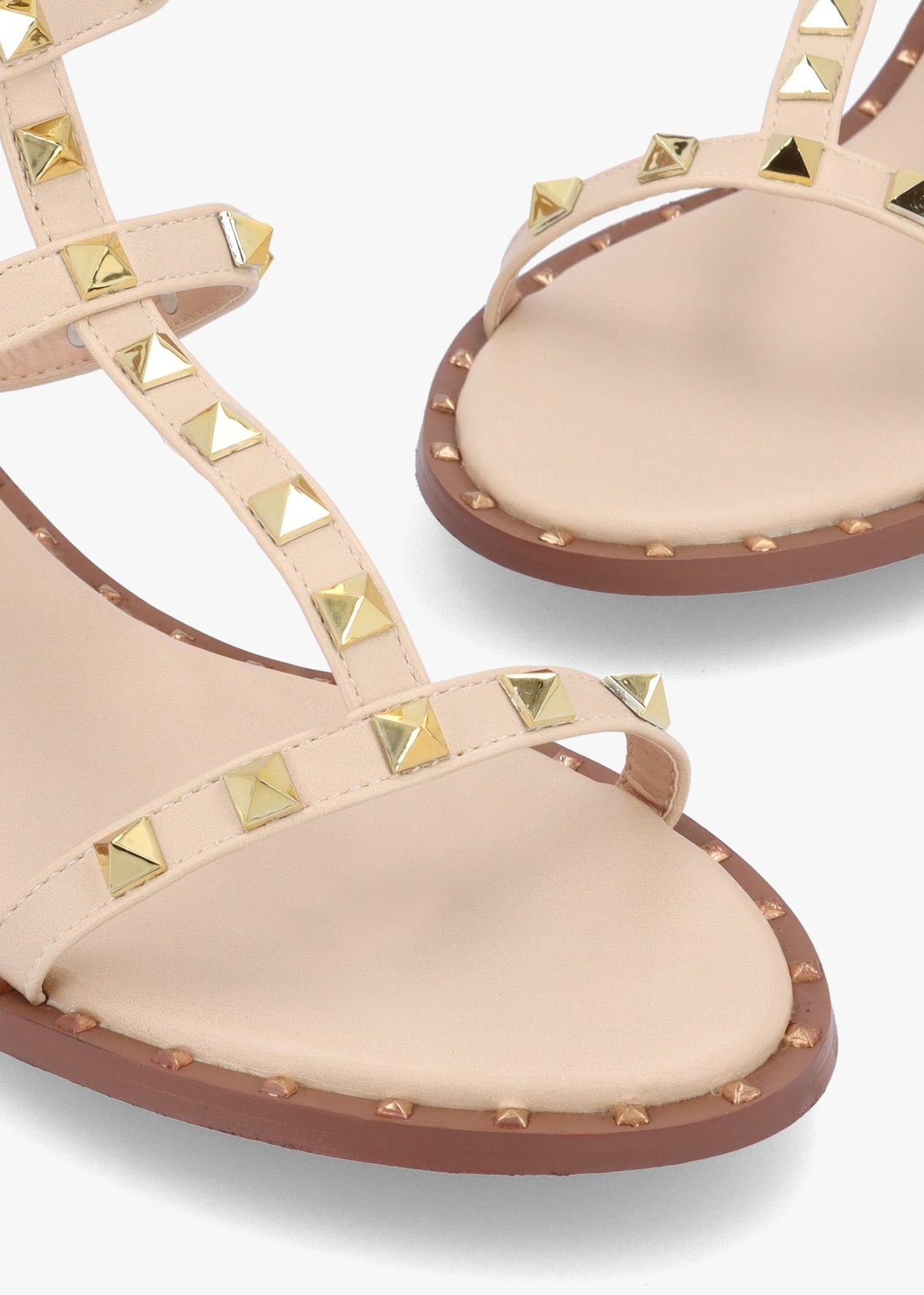 Cuboid Beige Studded Gladiator Sandals