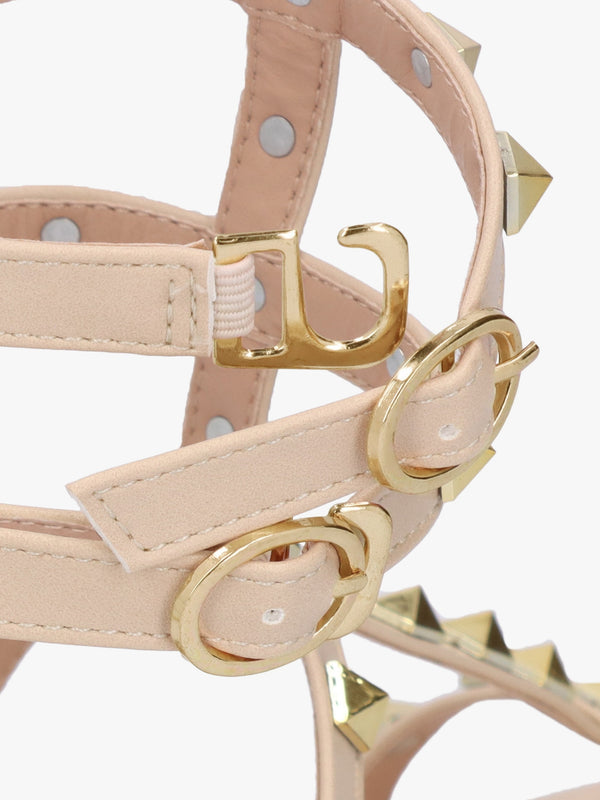 Cuboid Beige Studded Gladiator Sandals