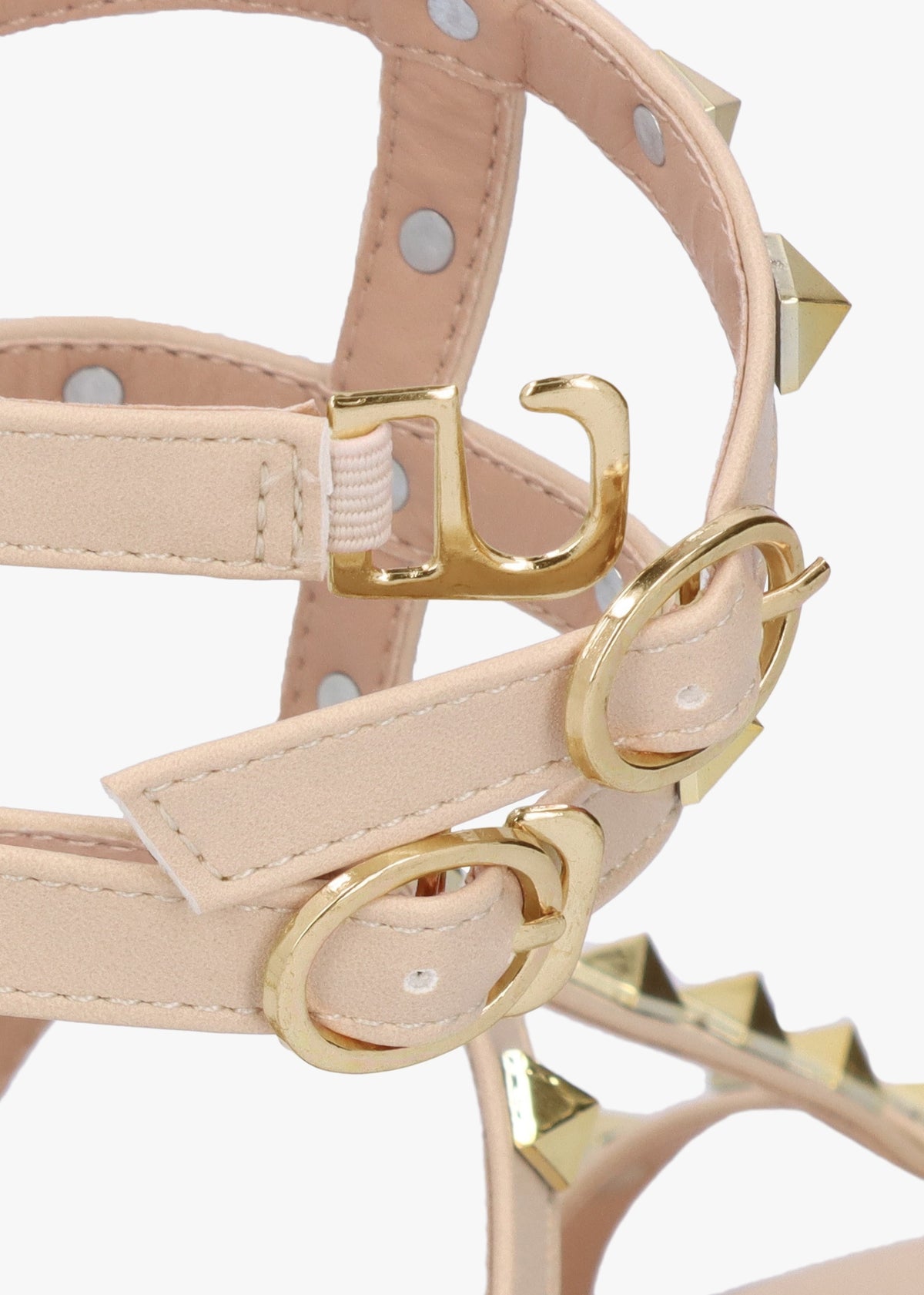 Cuboid Beige Studded Gladiator Sandals