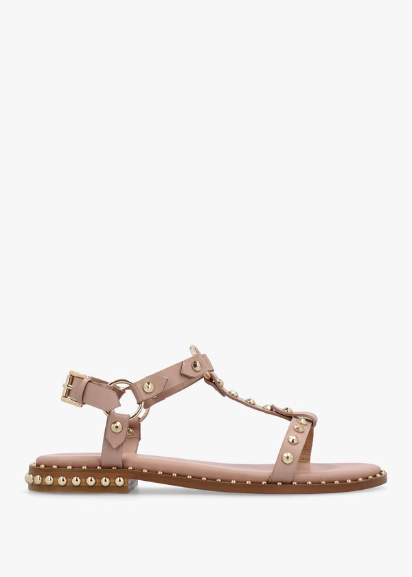 Everlast Nude Leather T Bar Studded Sandals