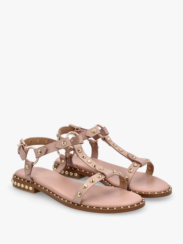 Everlast Nude Leather T Bar Studded Sandals