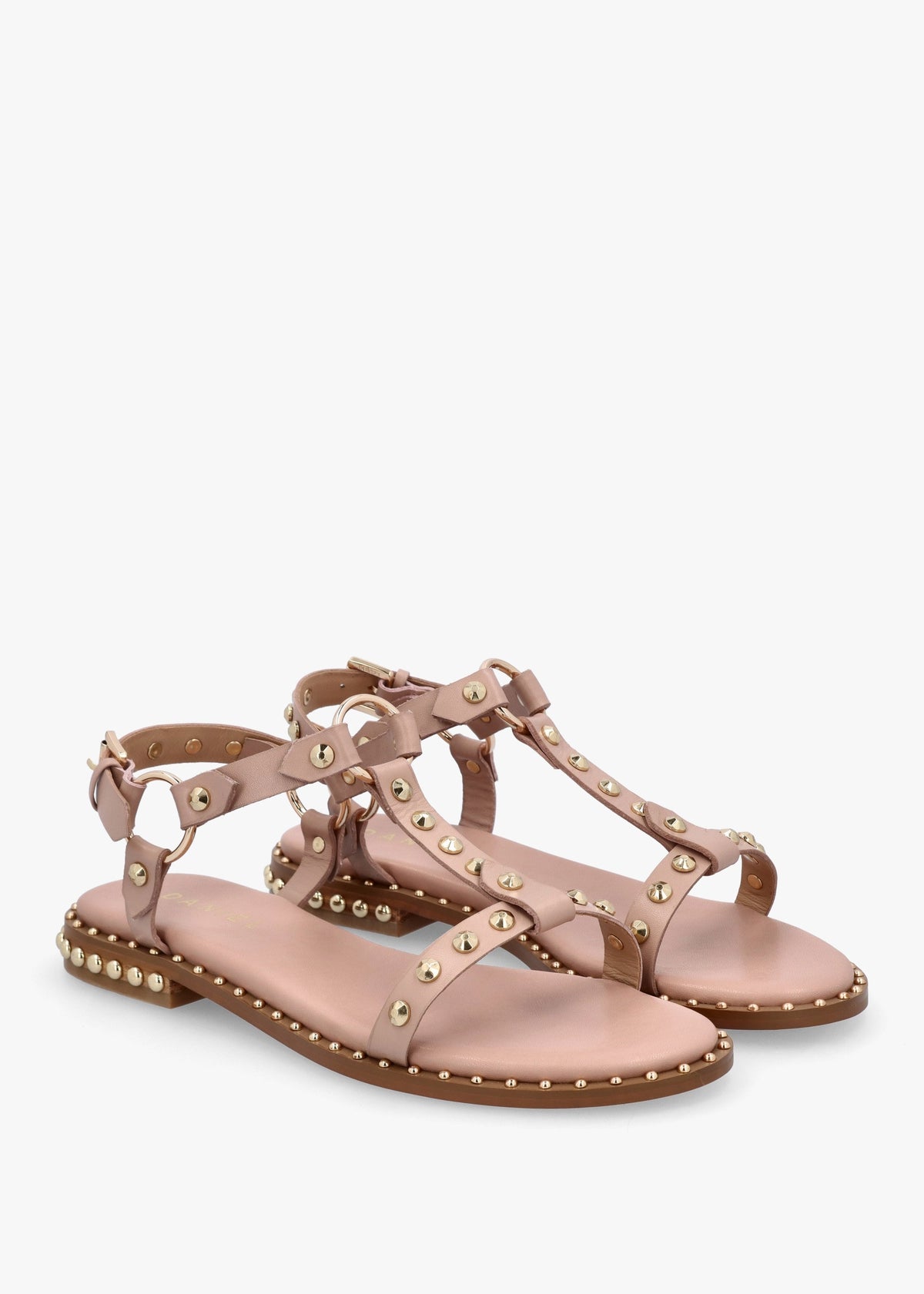 Everlast Nude Leather T Bar Studded Sandals