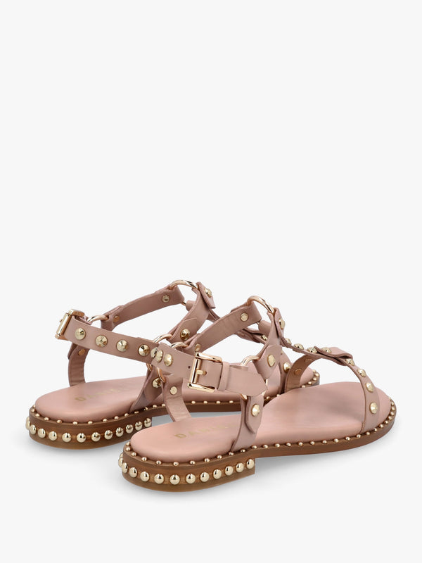 Everlast Nude Leather T Bar Studded Sandals