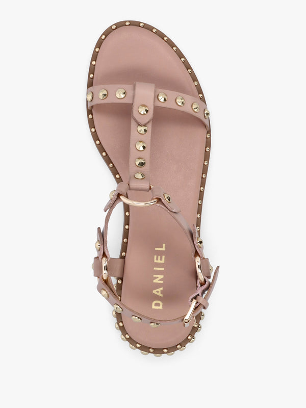 Everlast Nude Leather T Bar Studded Sandals