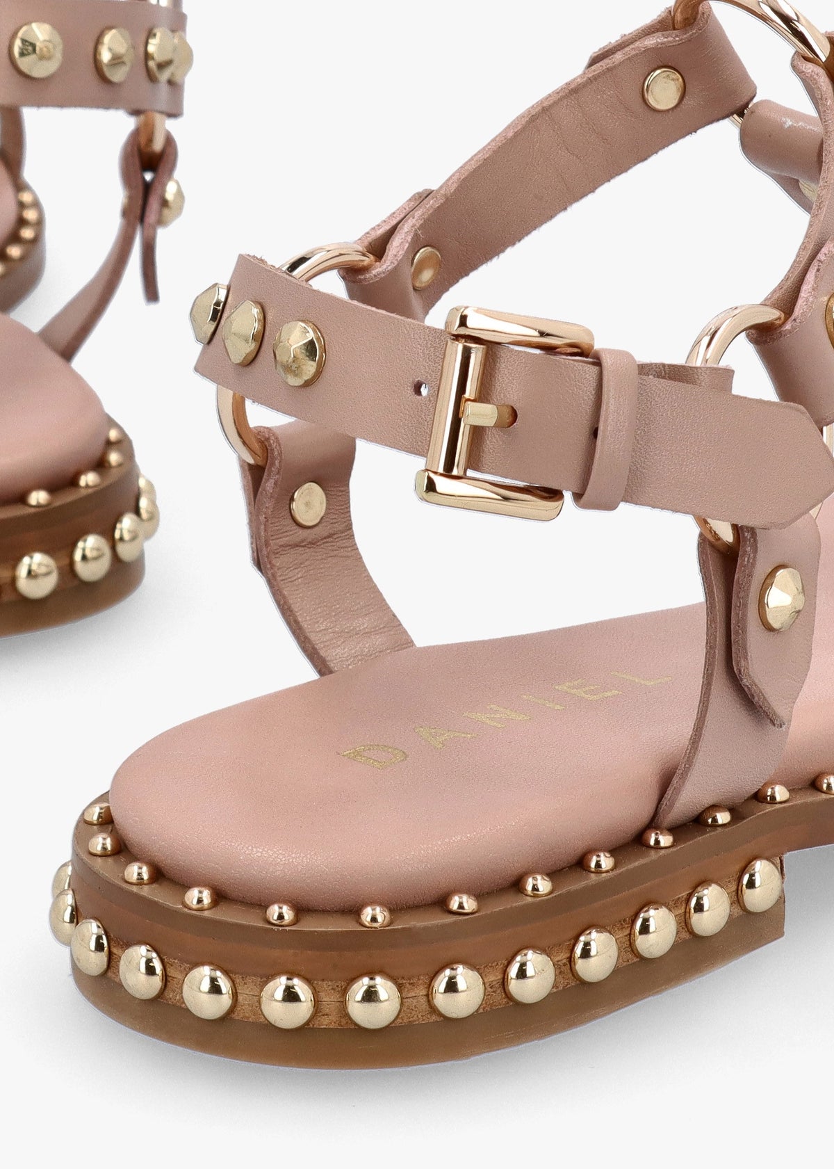 Everlast Nude Leather T Bar Studded Sandals