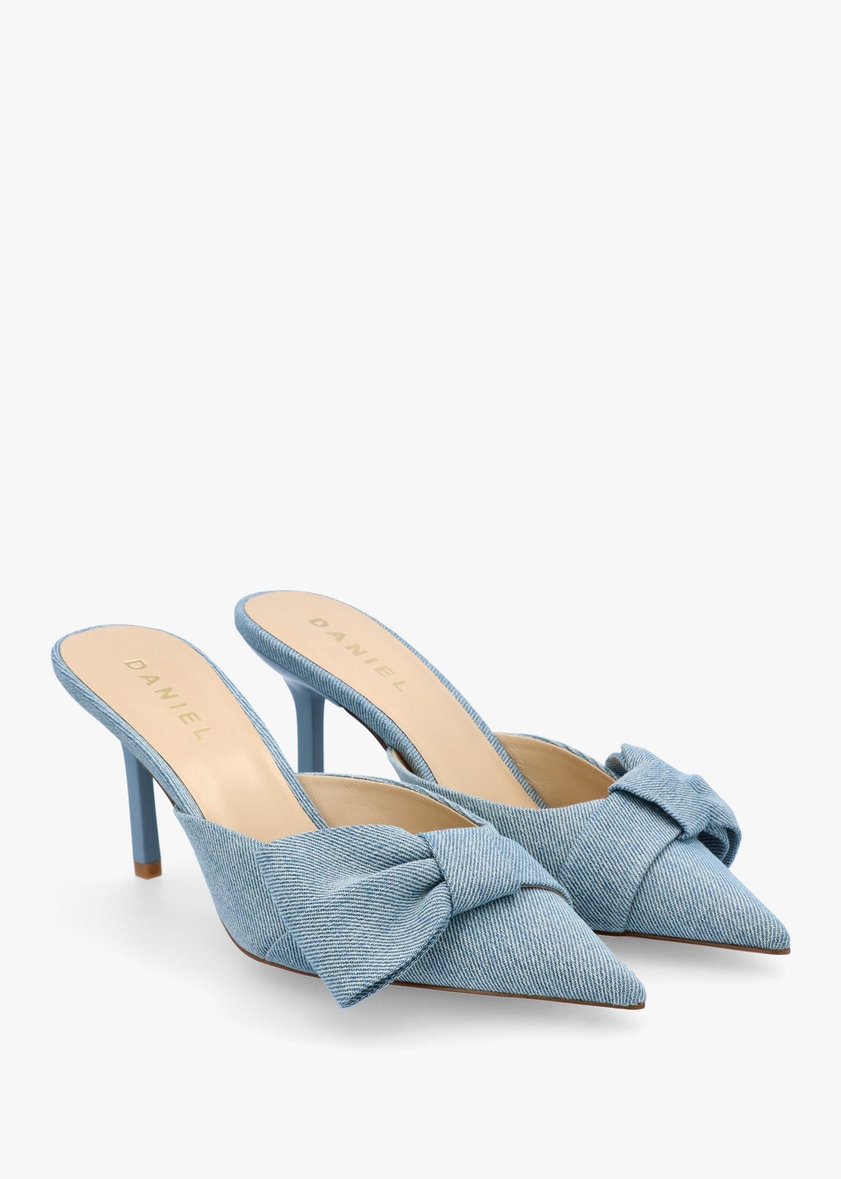 Erose Denim Bow Heel Mules