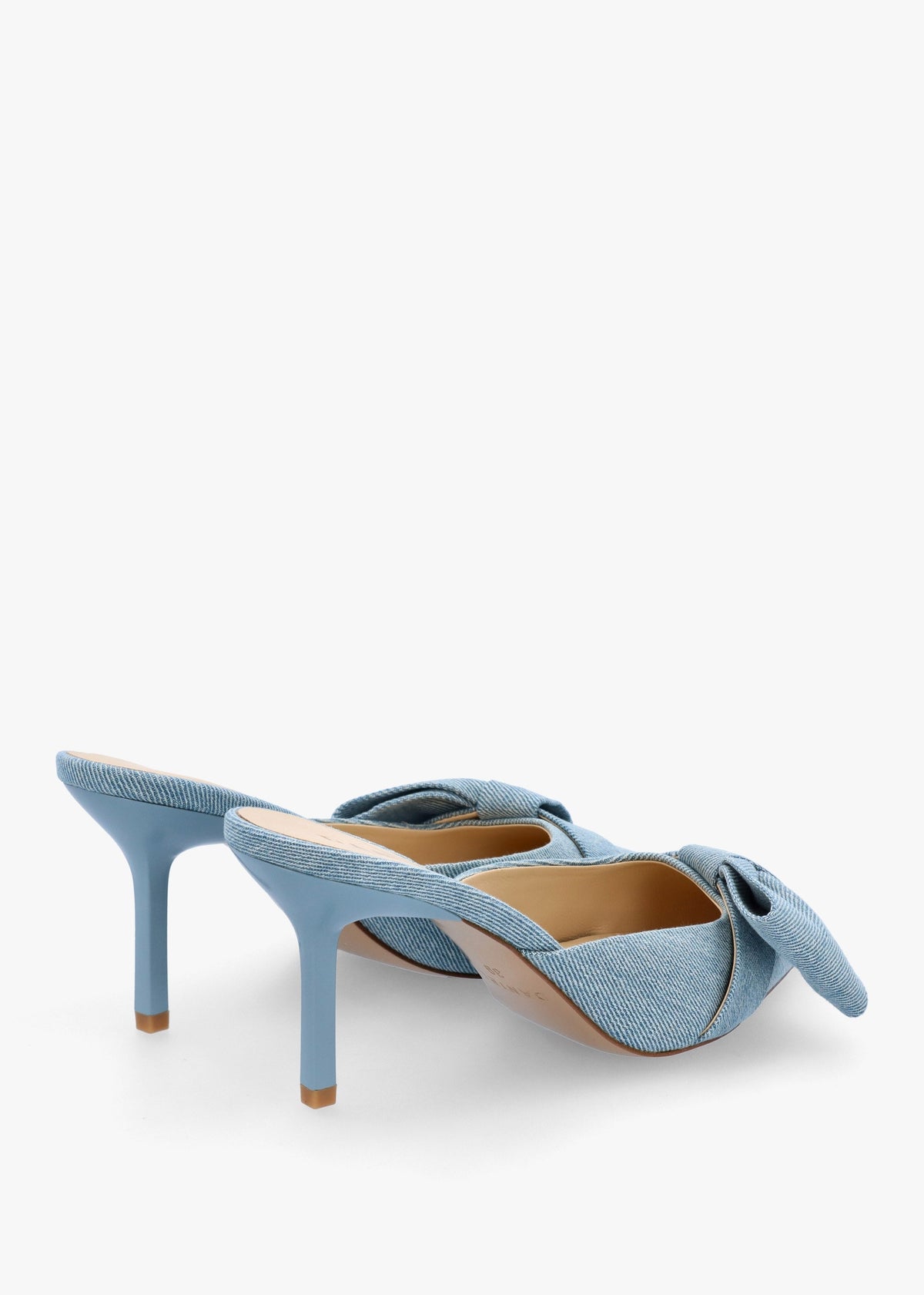 Erose Denim Bow Heel Mules