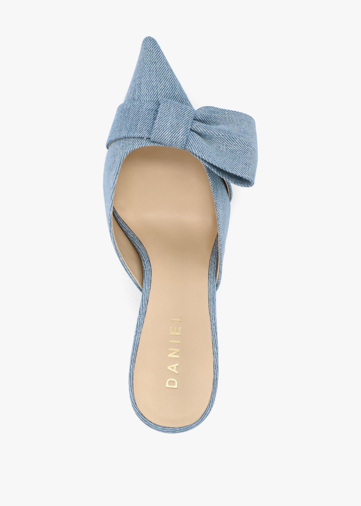 Erose Denim Bow Heel Mules