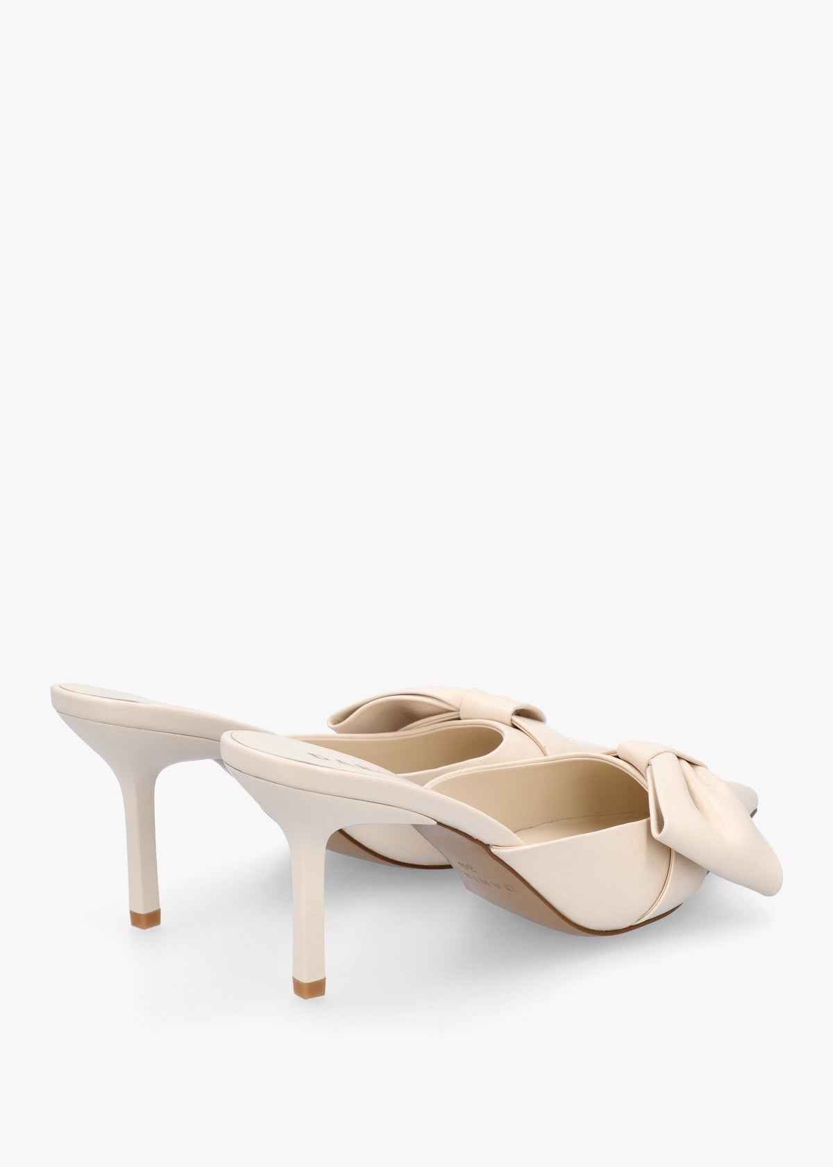 Erose Cream Leather Bow Heel Mules