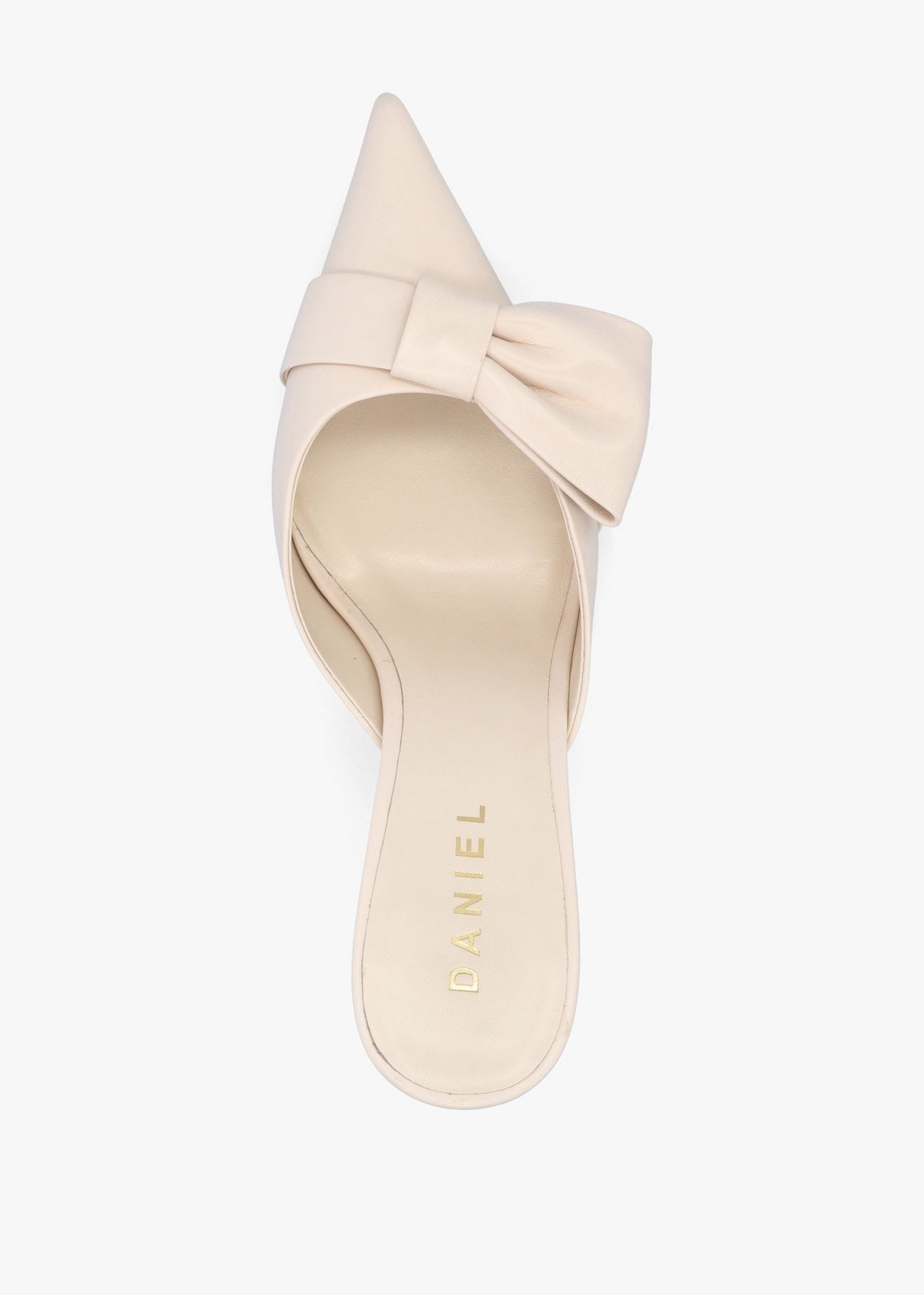 Erose Cream Leather Bow Heel Mules