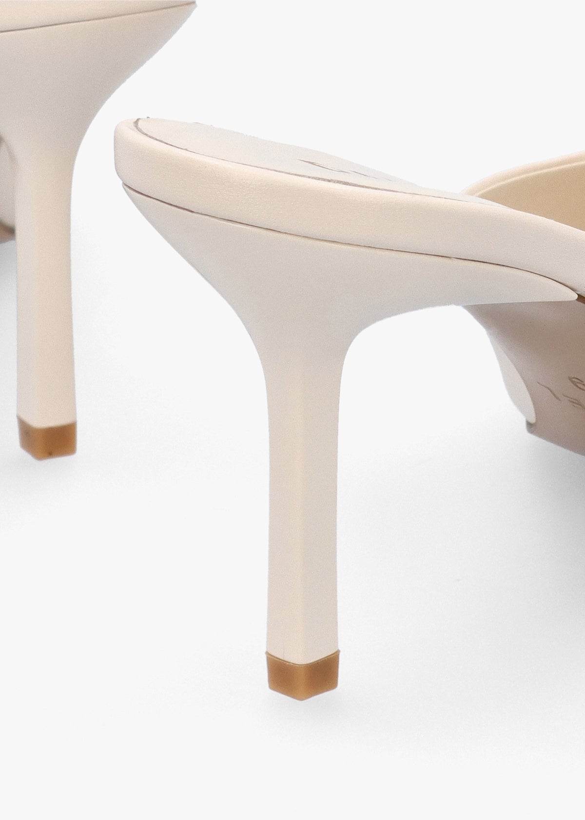 Erose Cream Leather Bow Heel Mules