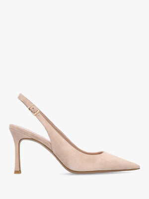 Enjoy Nude Suede Mid Heel Sling Back Court Shoes