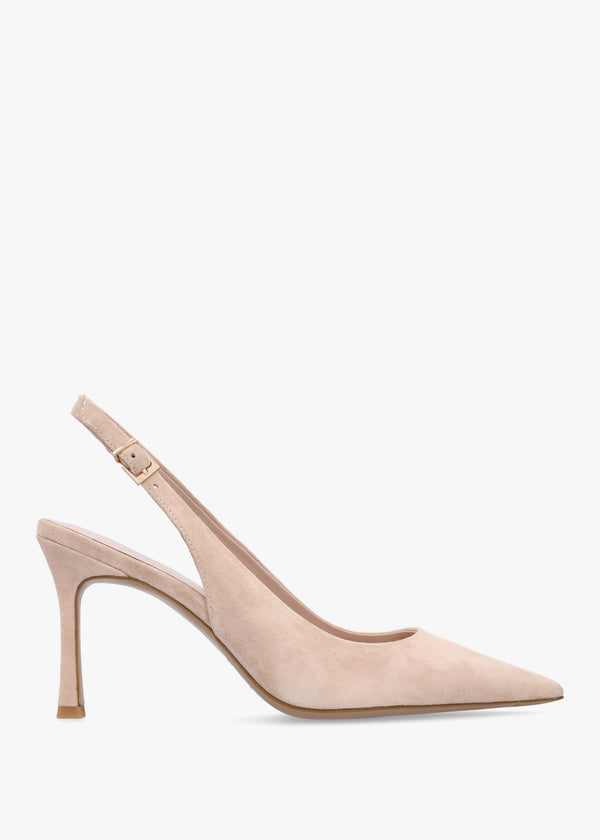 Enjoy Nude Suede Mid Heel Sling Back Court Shoes