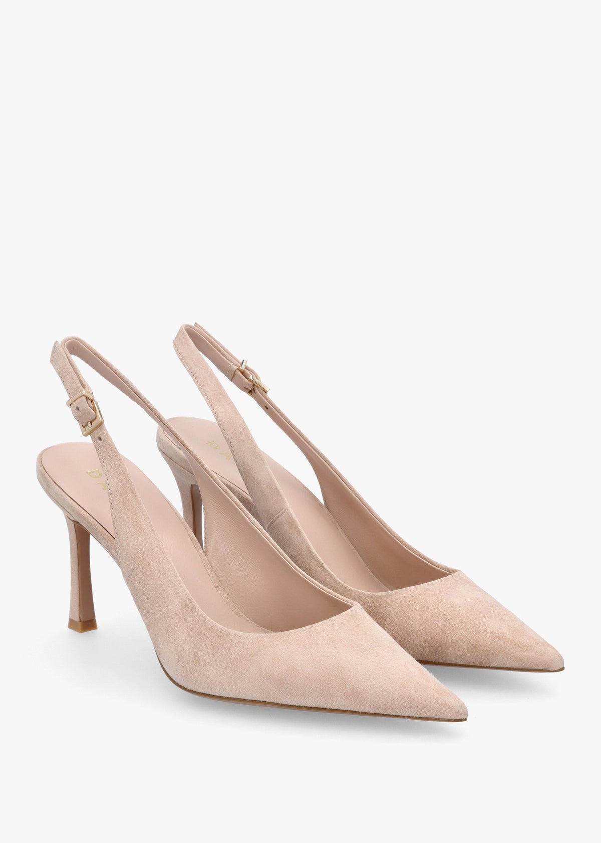 Enjoy Nude Suede Mid Heel Sling Back Court Shoes