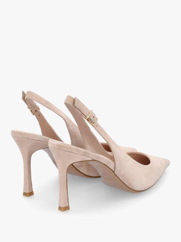 Enjoy Nude Suede Mid Heel Sling Back Court Shoes
