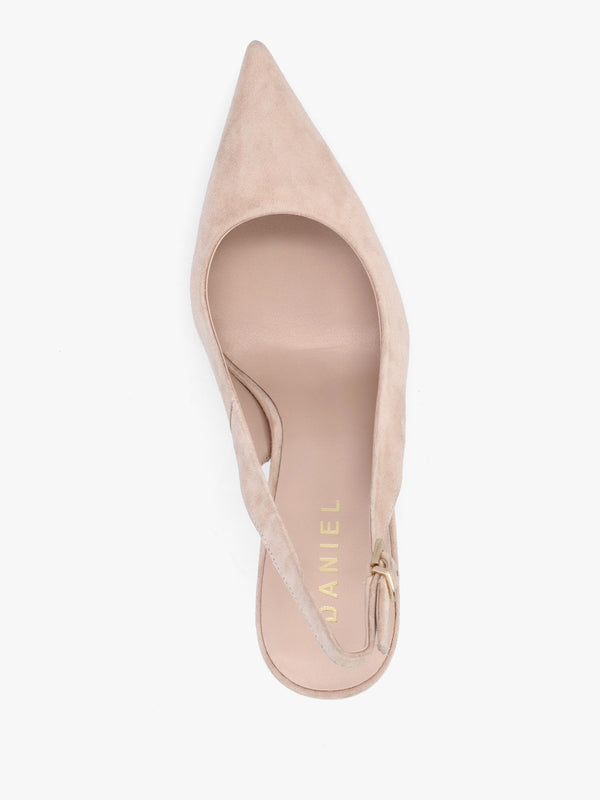 Enjoy Nude Suede Mid Heel Sling Back Court Shoes