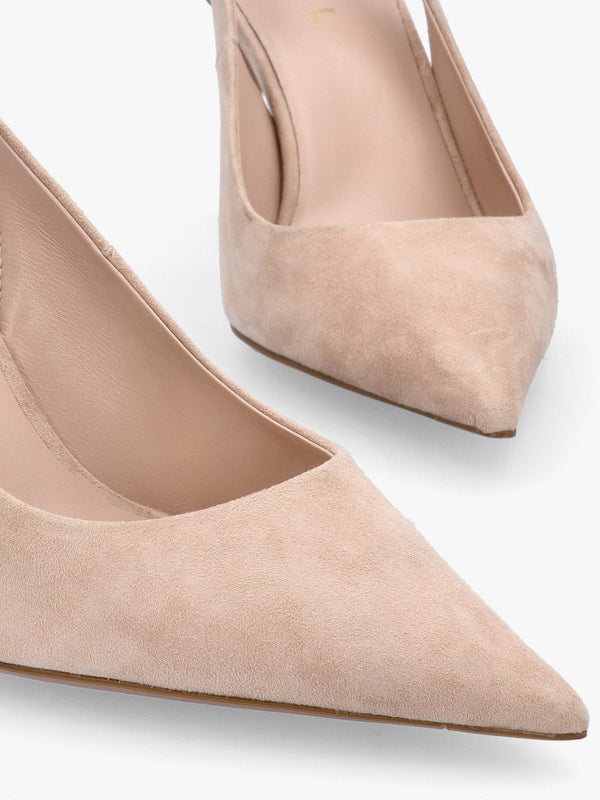Enjoy Nude Suede Mid Heel Sling Back Court Shoes