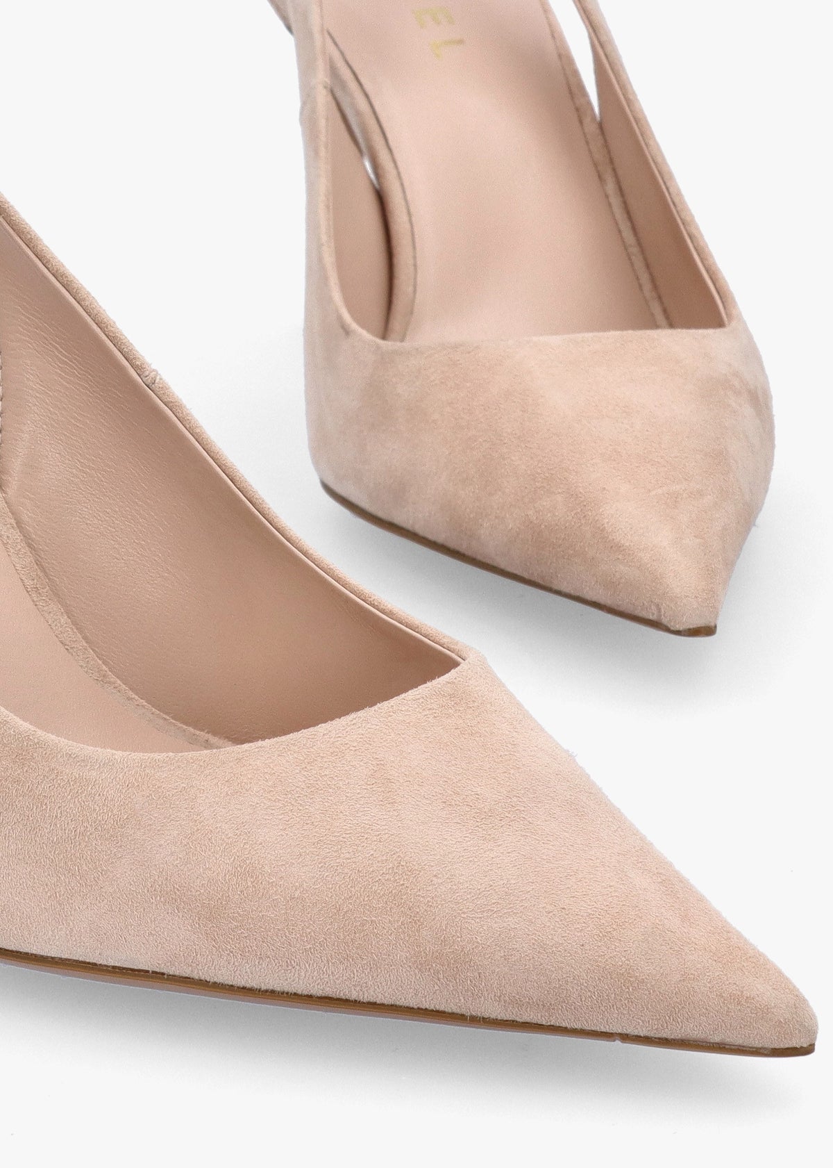 Enjoy Nude Suede Mid Heel Sling Back Court Shoes