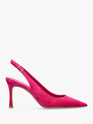 Enjoy Fuchsia Suede Mid Heel Sling Back Court Shoes