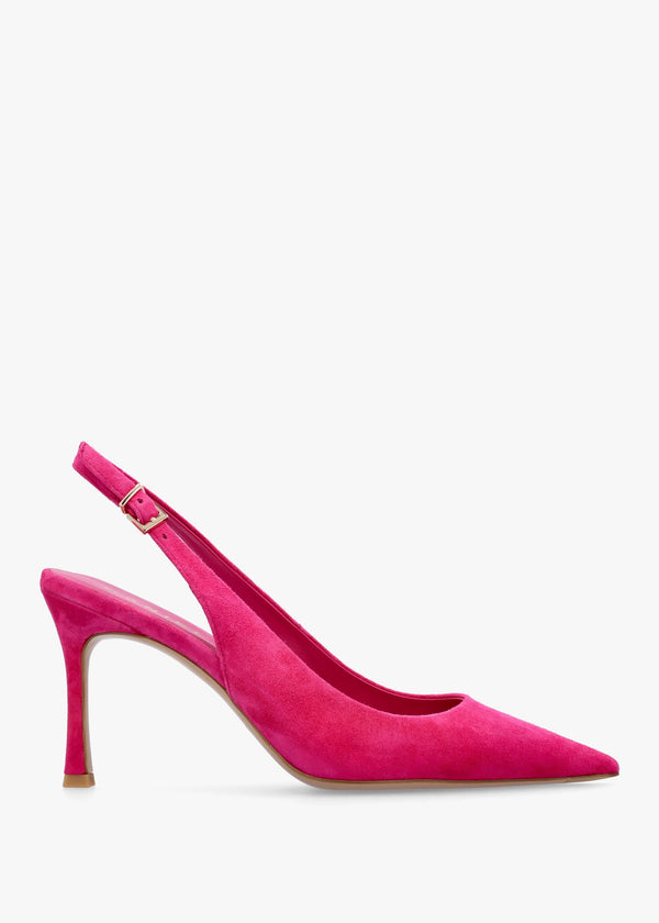 Enjoy Fuchsia Suede Mid Heel Sling Back Court Shoes