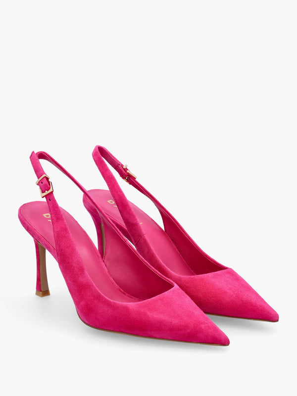 Enjoy Fuchsia Suede Mid Heel Sling Back Court Shoes