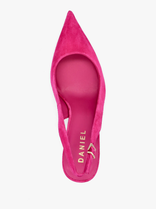 Enjoy Fuchsia Suede Mid Heel Sling Back Court Shoes