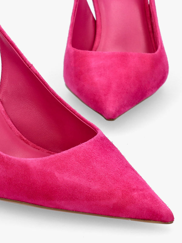 Enjoy Fuchsia Suede Mid Heel Sling Back Court Shoes