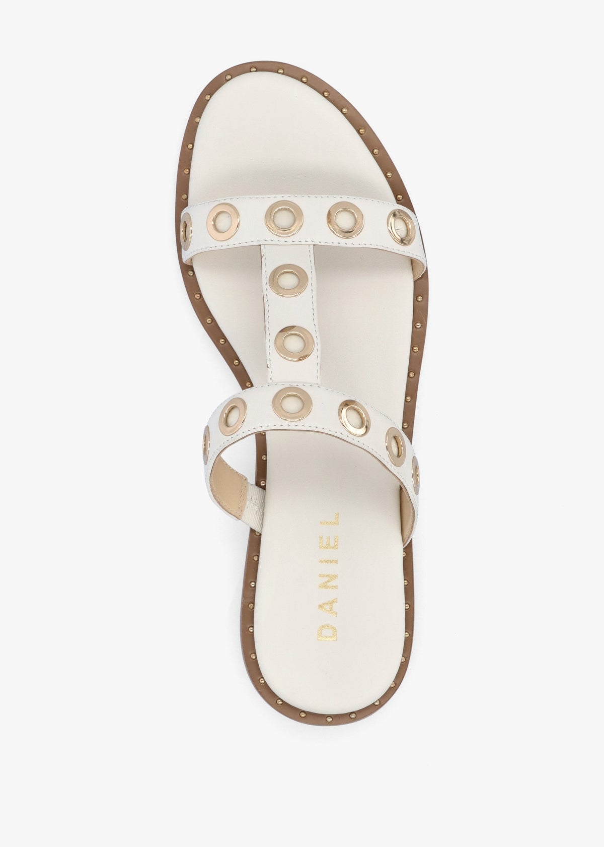 Elope White Leather H Band Eyelet Mules