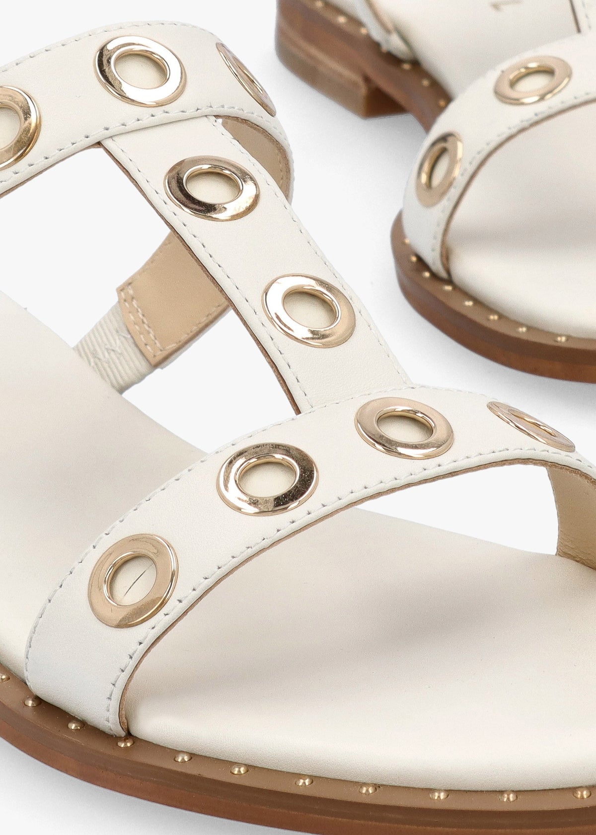 Elope White Leather H Band Eyelet Mules