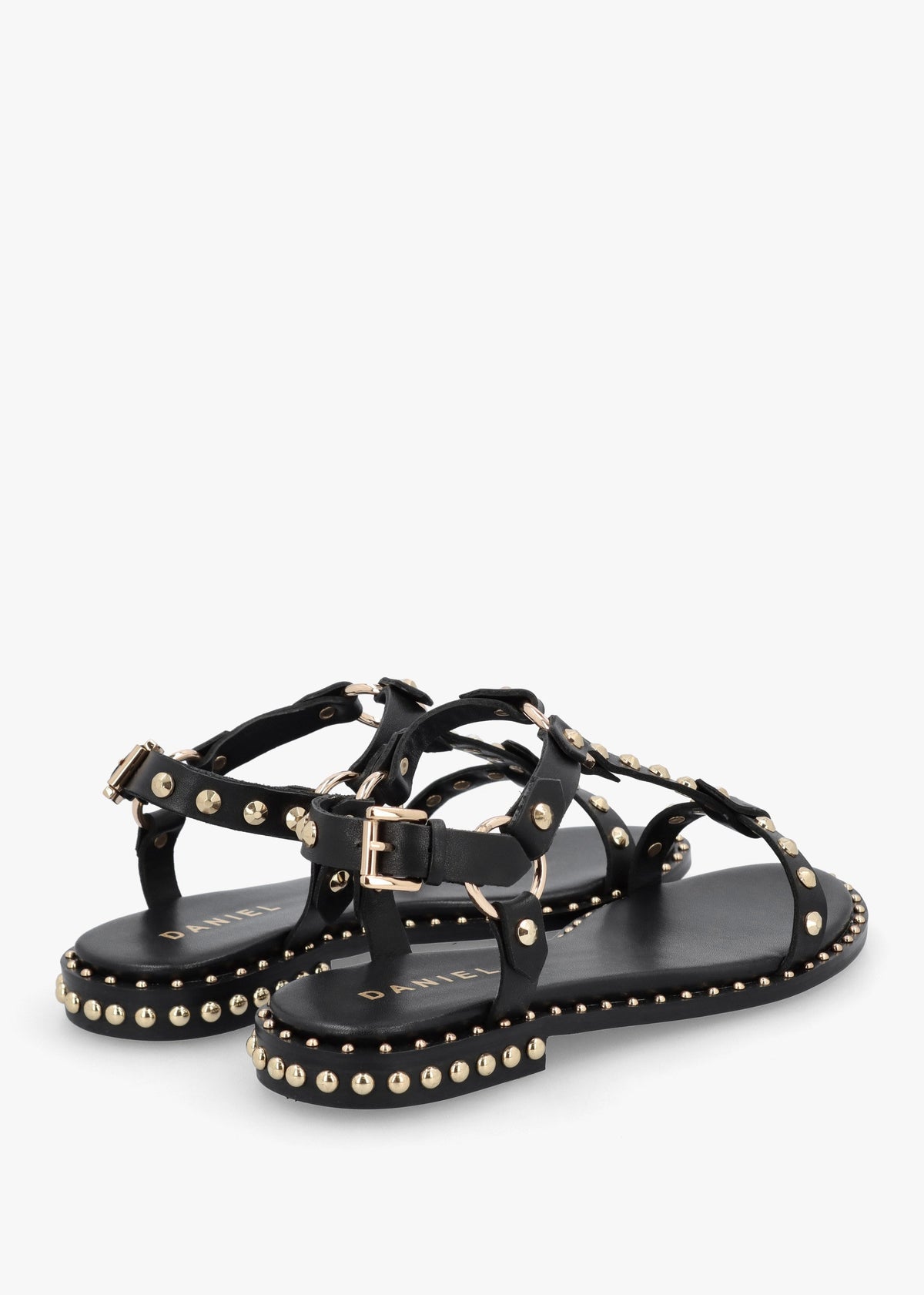 Everlast Black Leather T Bar Studded Sandals