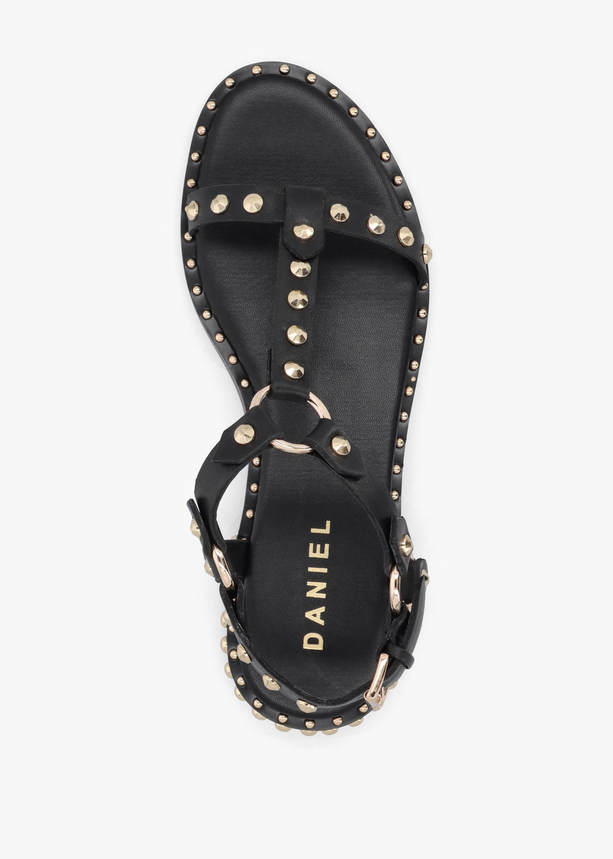 Everlast Black Leather T Bar Studded Sandals