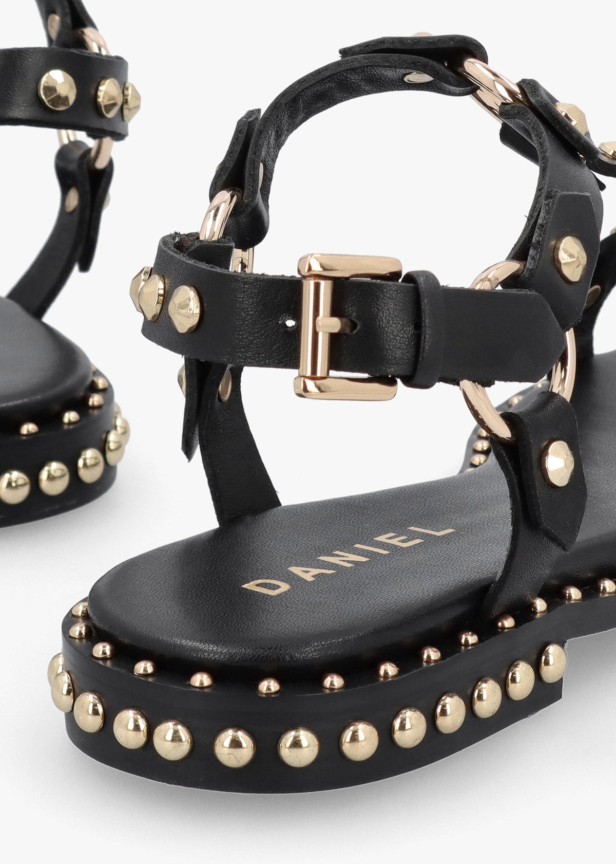 Everlast Black Leather T Bar Studded Sandals