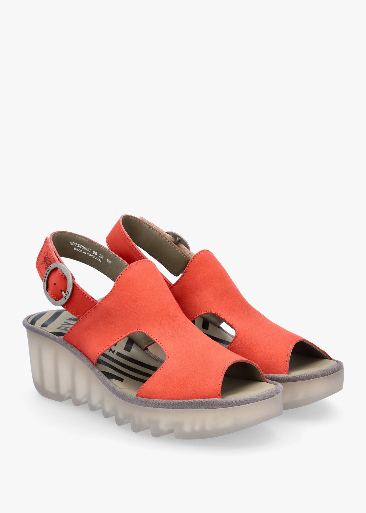 Baif Devil Red Nubuck Leather Mid Wedge Sandals