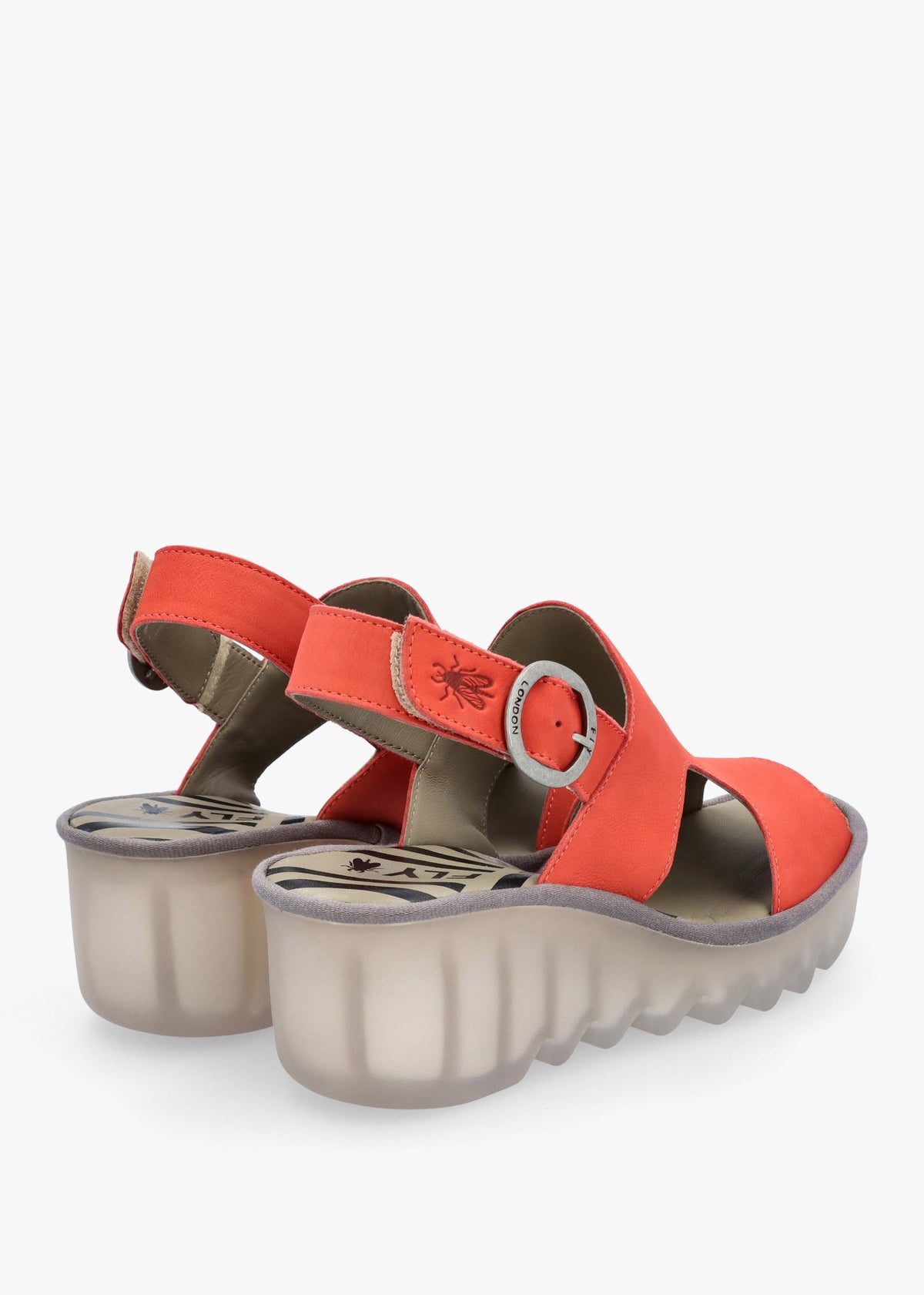Baif Devil Red Nubuck Leather Mid Wedge Sandals