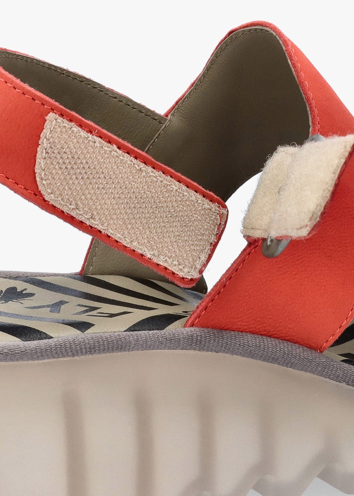 Baif Devil Red Nubuck Leather Mid Wedge Sandals