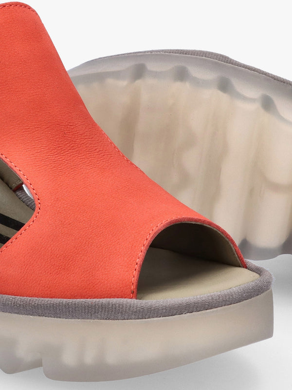 Baif Devil Red Nubuck Leather Mid Wedge Sandals