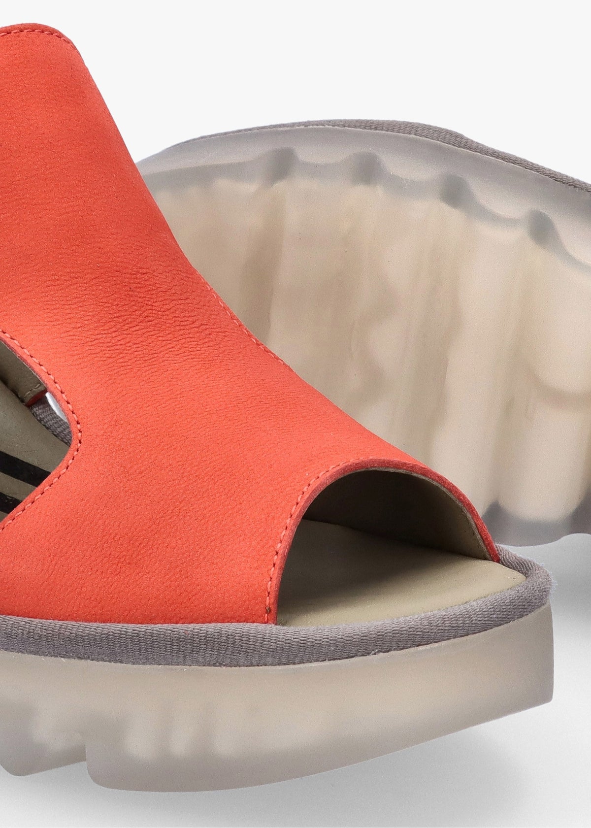 Baif Devil Red Nubuck Leather Mid Wedge Sandals